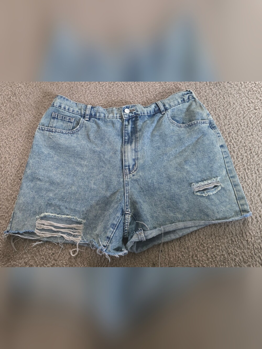 Shein Curve 2XL Women's Light Blue Distressed Denim Shorts